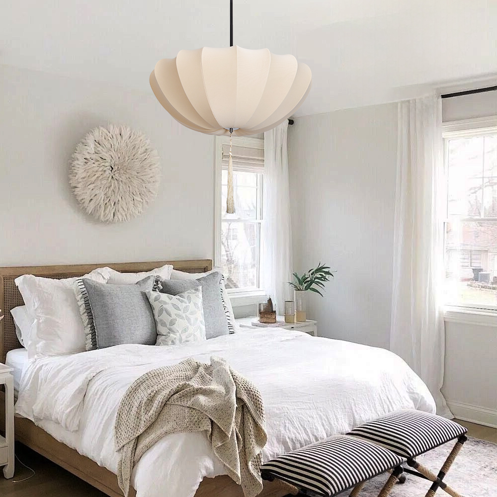 Nordic Medieval Fabric Pendant Lamp French Hotel Living Room Chandelier