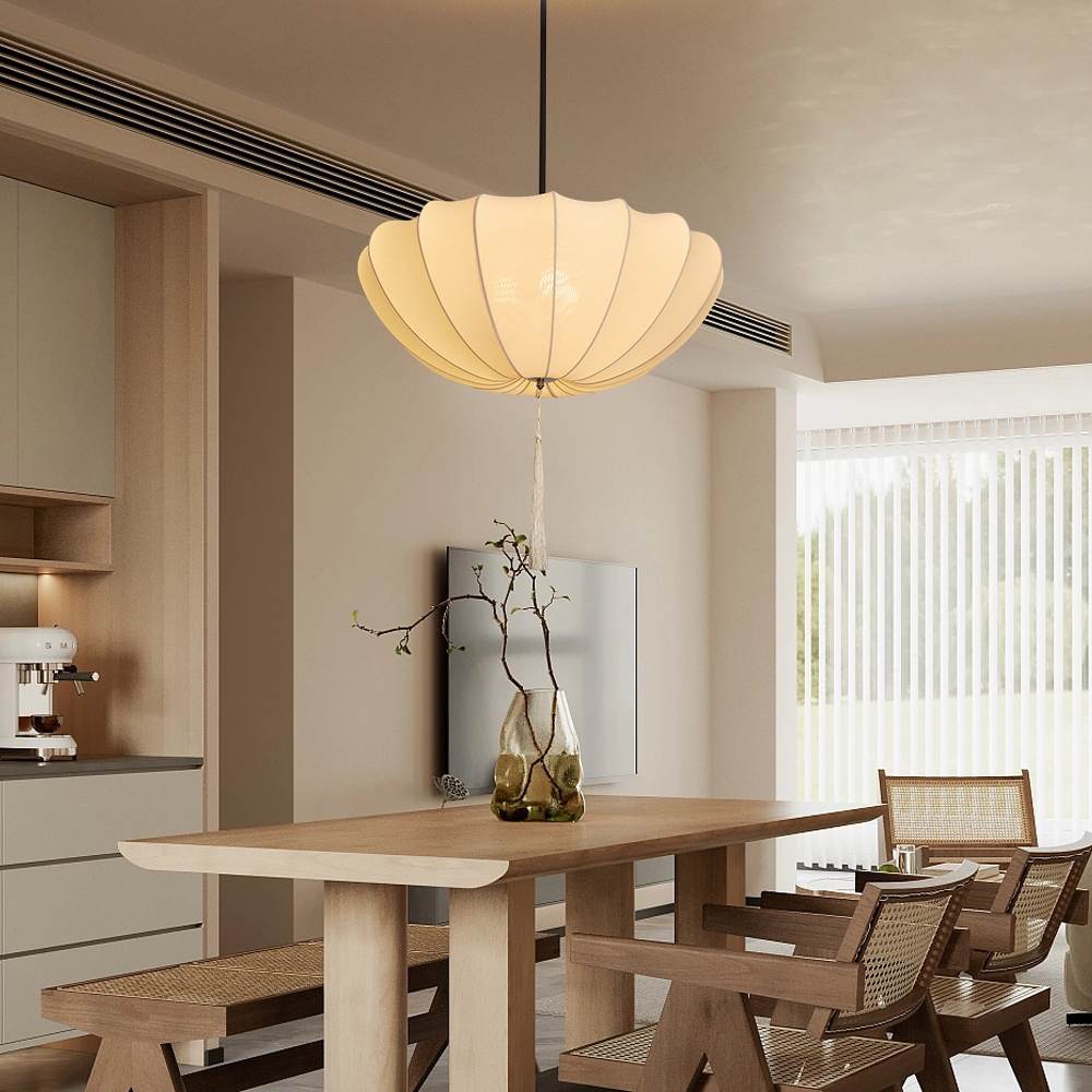 Nordic Medieval Fabric Pendant Lamp French Hotel Living Room Chandelier