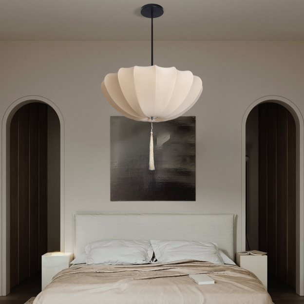 Nordic Medieval Fabric Pendant Lamp French Hotel Living Room Chandelier