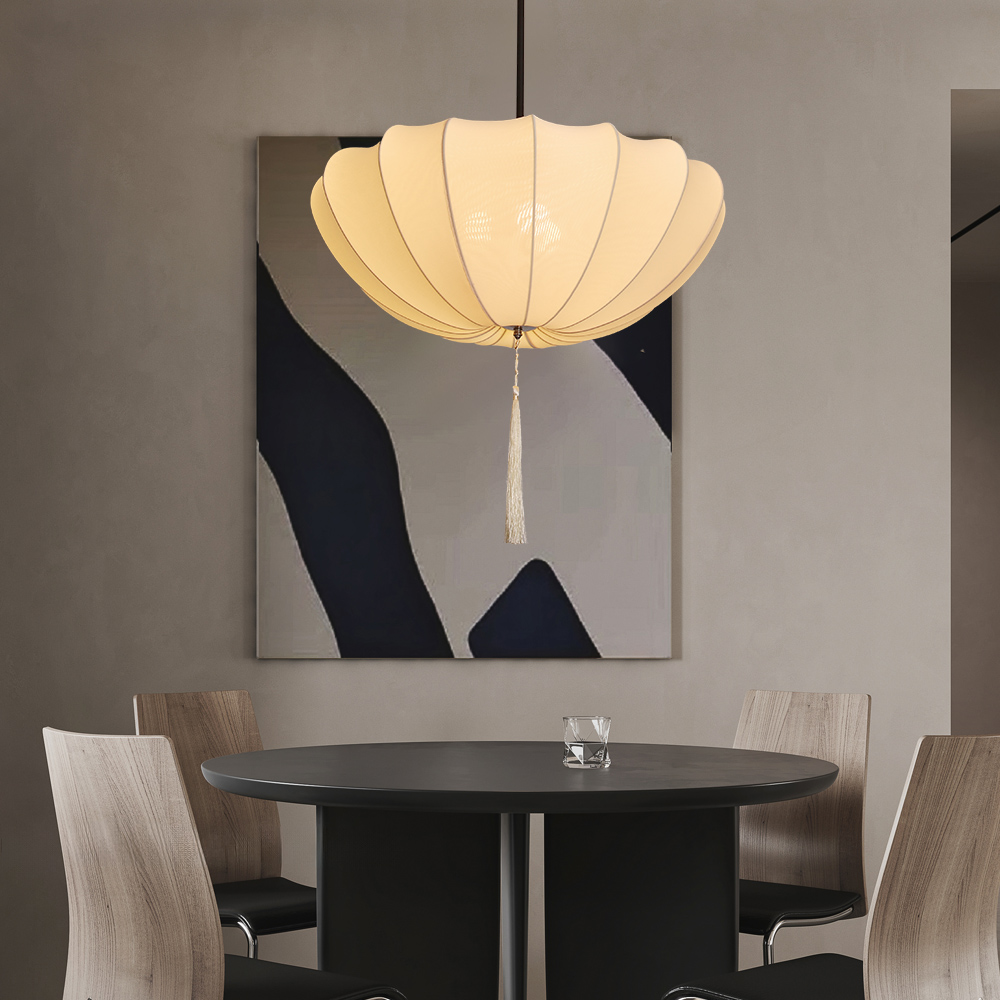 Nordic Medieval Fabric Pendant Lamp French Hotel Living Room Chandelier