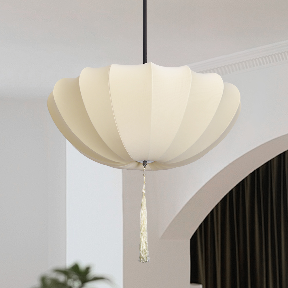 Nordic Medieval Fabric Pendant Lamp French Hotel Living Room Chandelier