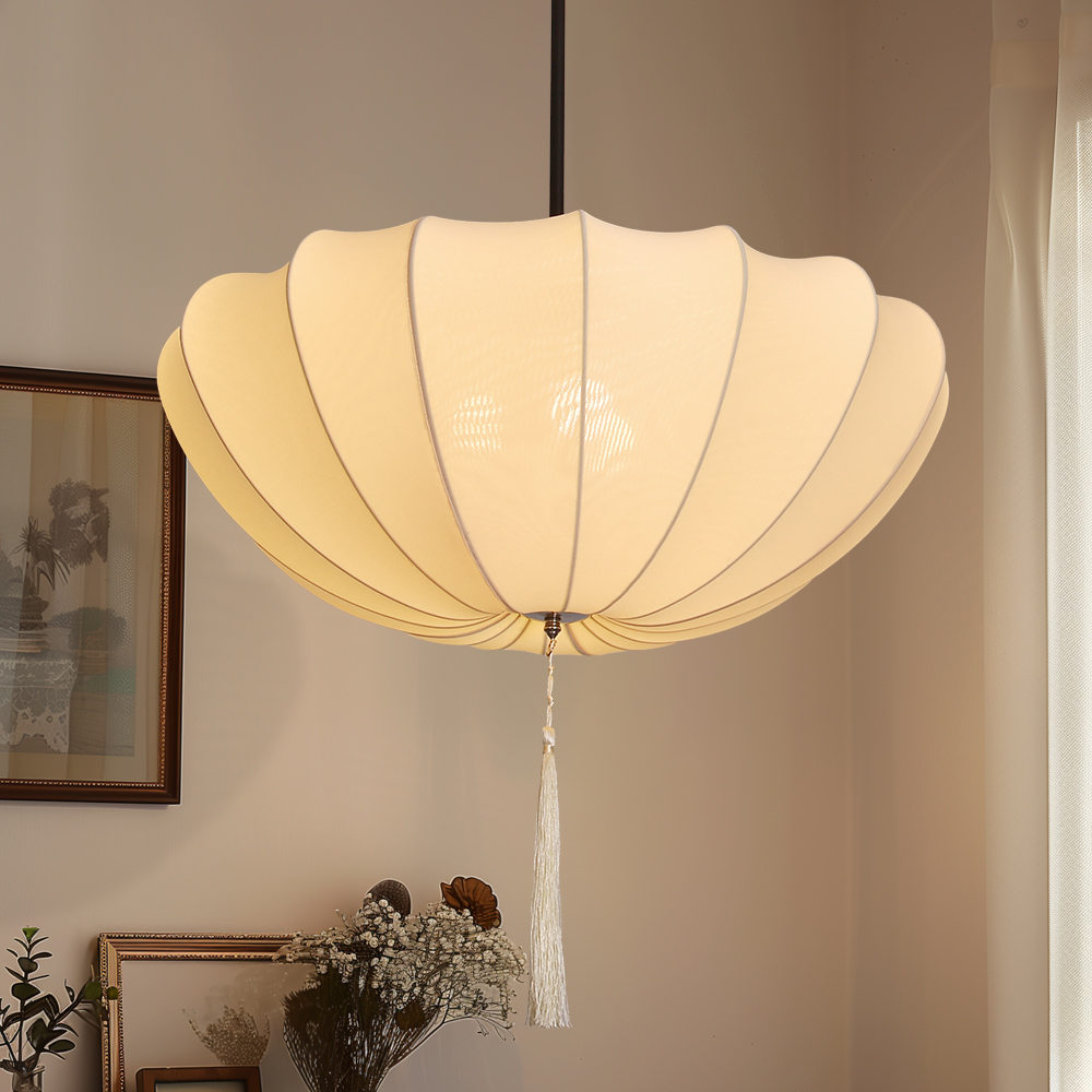 Nordic Medieval Fabric Pendant Lamp French Hotel Living Room Chandelier