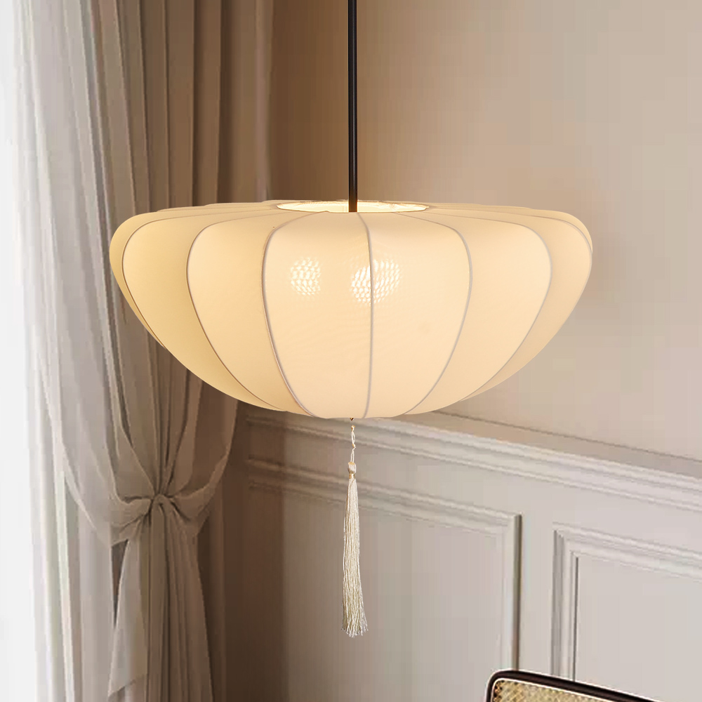 Nordic Medieval Fabric Pendant Lamp French Hotel Living Room Chandelier