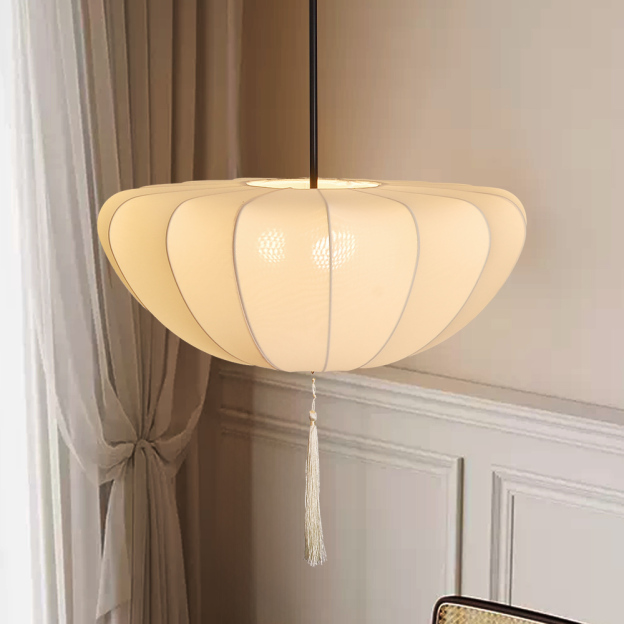 Nordic Medieval Fabric Pendant Lamp French Hotel Living Room Chandelier