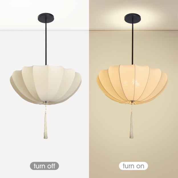 Nordic Medieval Fabric Pendant Lamp French Hotel Living Room Chandelier