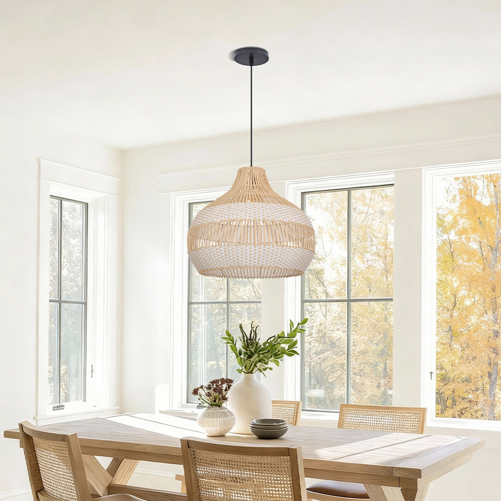 Boho Vintage Rattan Pendant Light Southeast Asian Woven Design