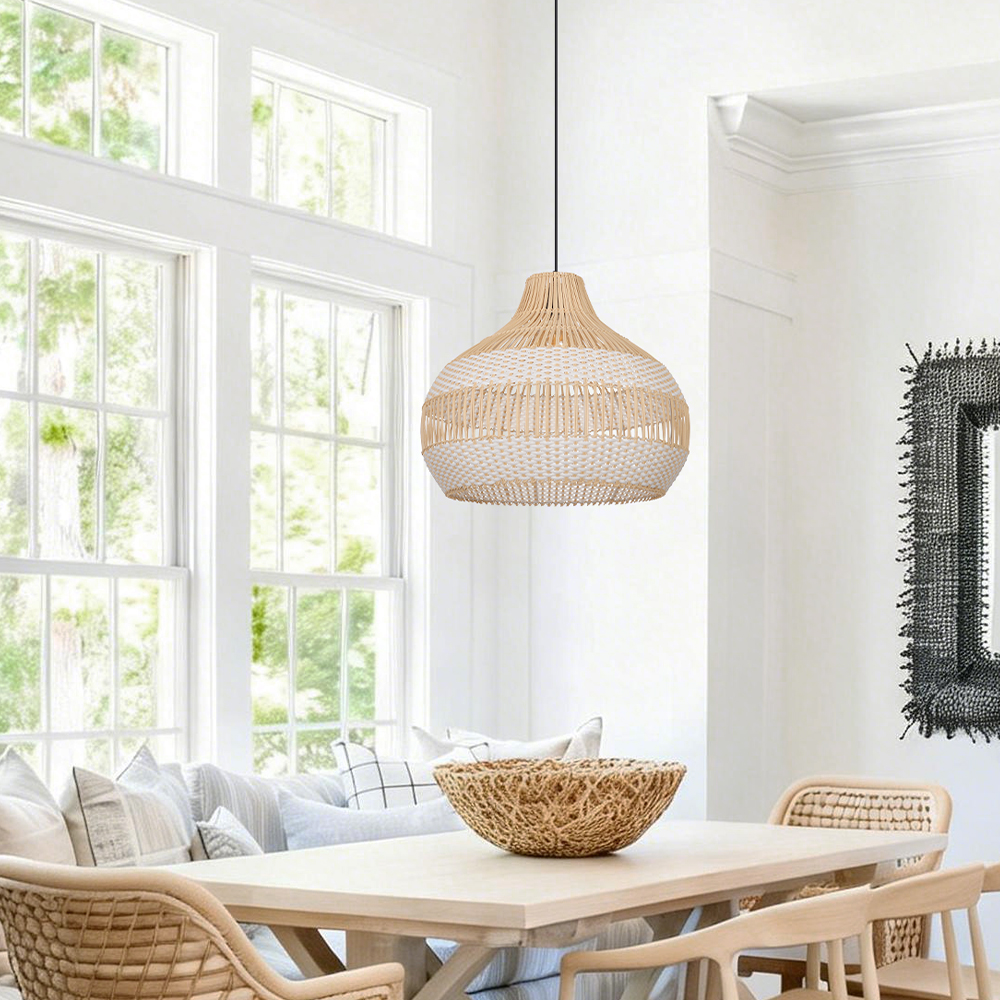 Boho Vintage Rattan Pendant Light Southeast Asian Woven Design