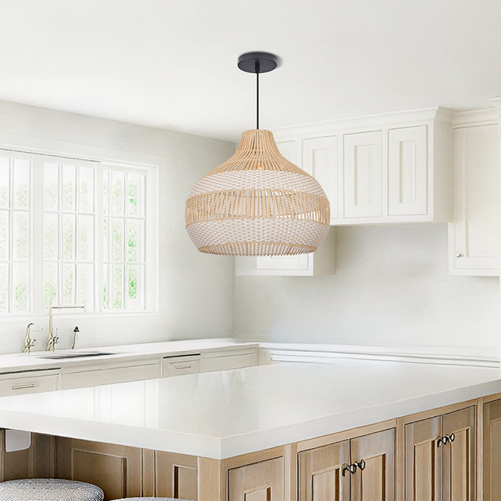 Boho Vintage Rattan Pendant Light Southeast Asian Woven Design