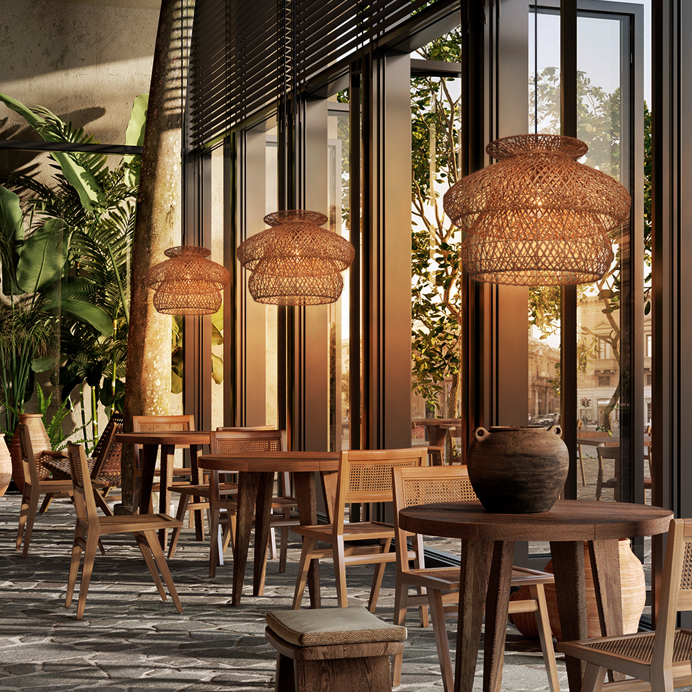 Rustic Style Rattan Woven Creative Lighting Fixture