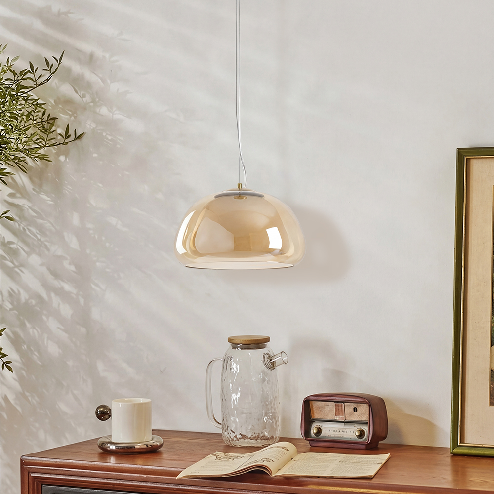 Modern Organic Glass Dome Pendant Light