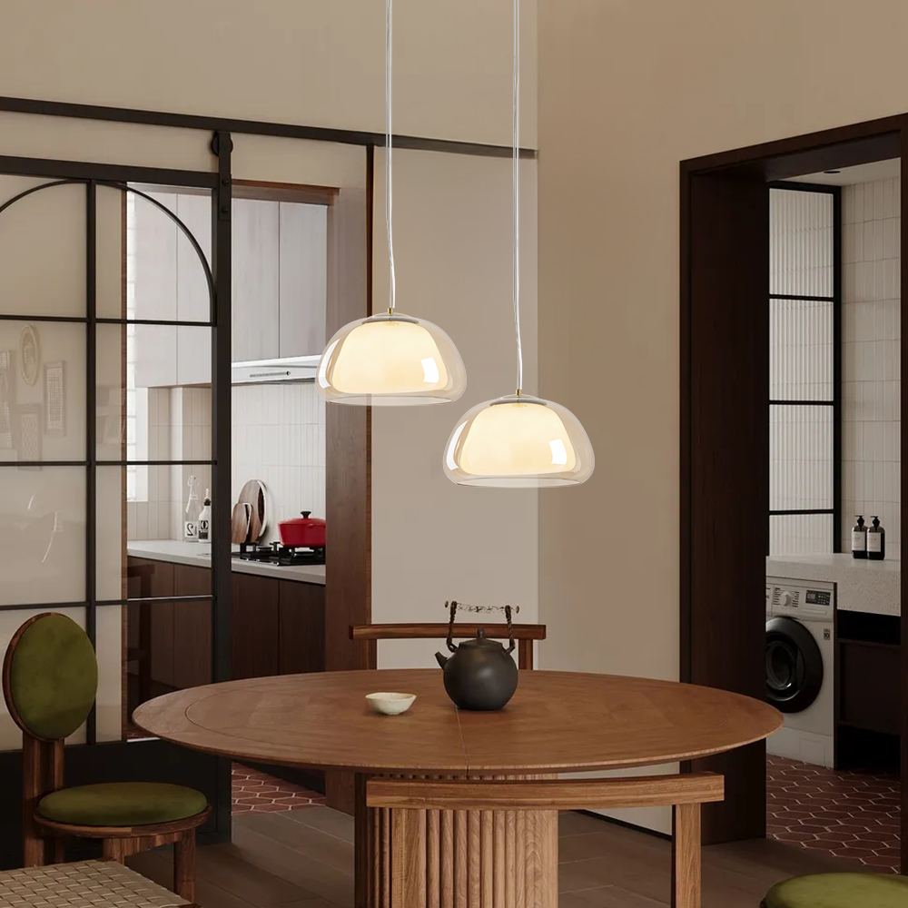 Modern Organic Glass Dome Pendant Light