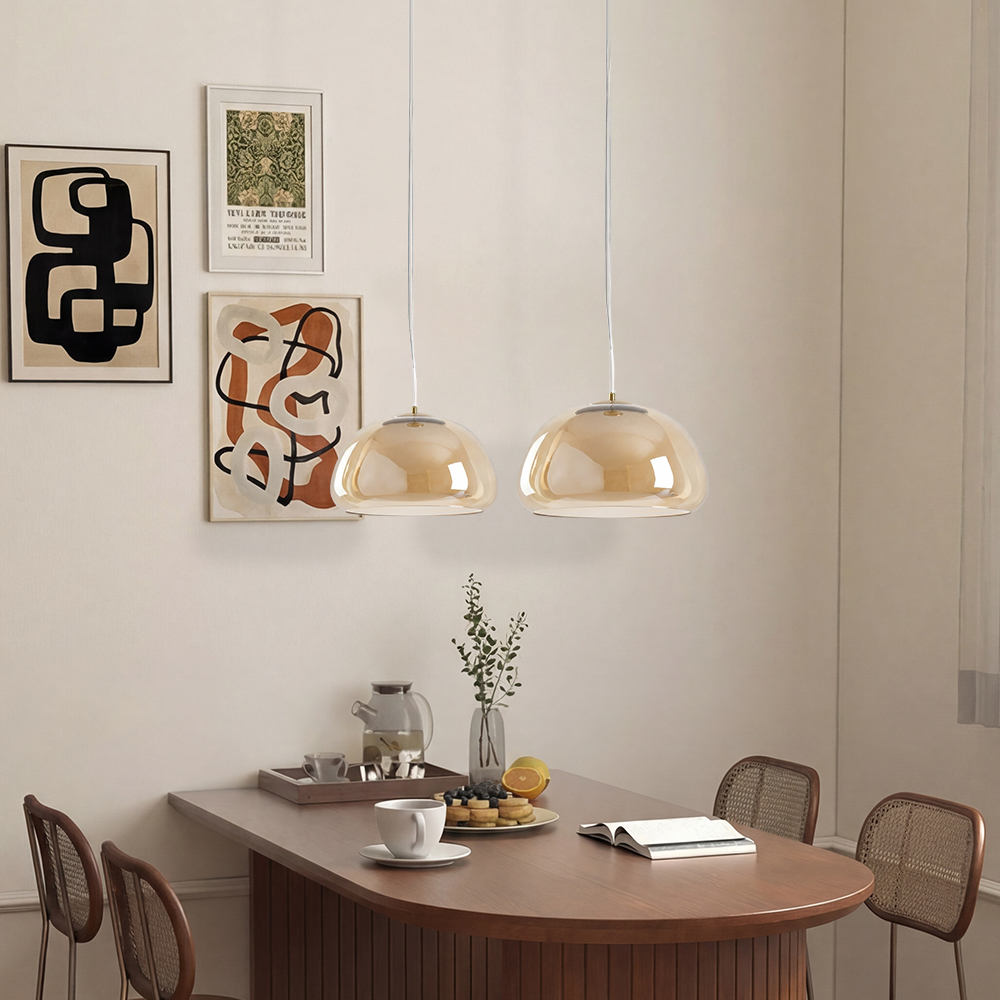 Modern Organic Glass Dome Pendant Light
