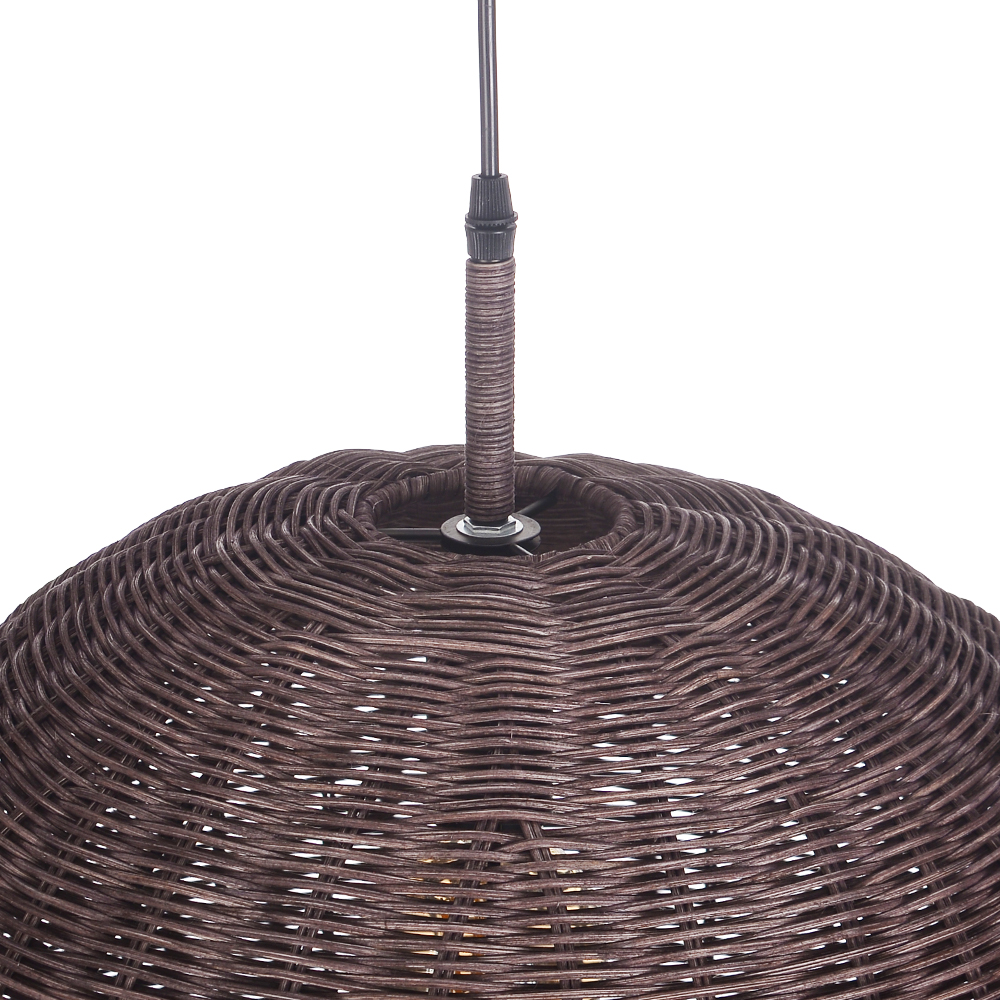 Wabi Sabi Style Dark Rattan Lampshade Retro Pastoral Restaurant Hand-woven Pendant Light