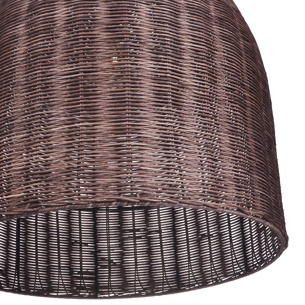 Wabi Sabi Style Dark Rattan Lampshade Retro Pastoral Restaurant Hand-woven Pendant Light