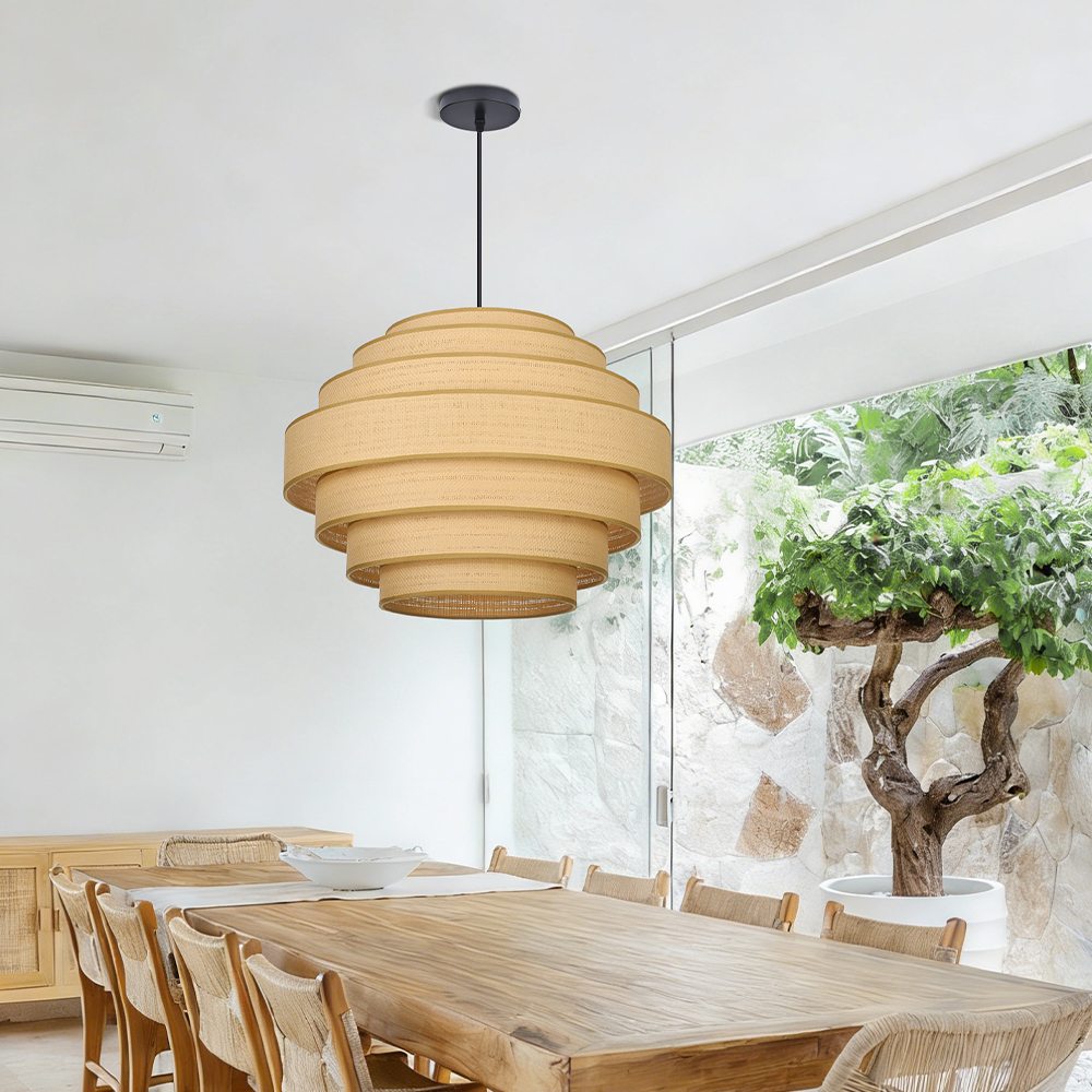Japanese Vintage Multi-Layer Fabric Pendant Light Restaurant Ambience