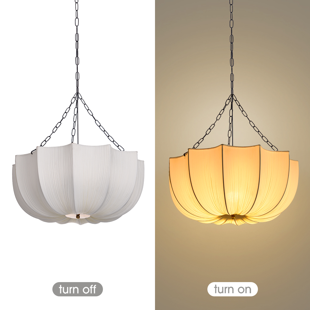 Japanese Retro Wabi-Sabi Style Fabric Pendant Light Living Room Bedroom Lighting Fixtures