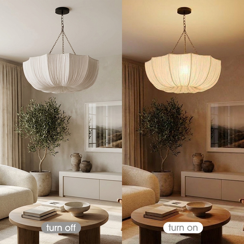 Wabi-Sabi Fabric Pendant Light Living Room Bedroom Lighting Fixtures