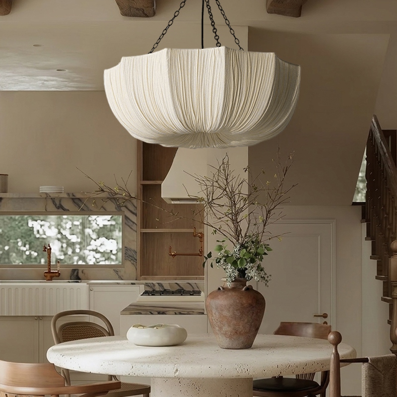 Wabi-Sabi Fabric Pendant Light Living Room Bedroom Lighting Fixtures