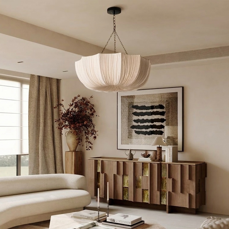 Wabi-Sabi Fabric Pendant Light Living Room Bedroom Lighting Fixtures