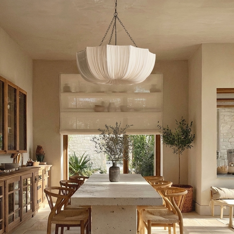 Wabi-Sabi Fabric Pendant Light Living Room Bedroom Lighting Fixtures
