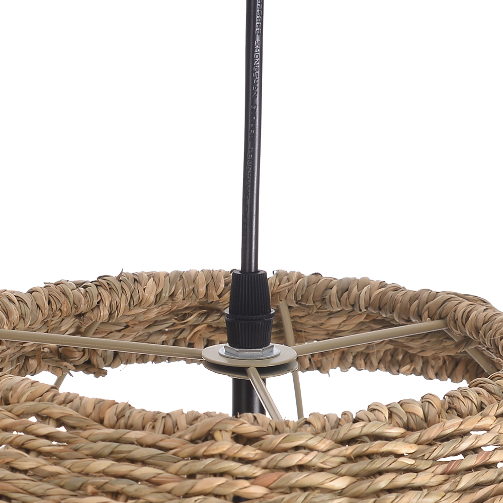 Hand-Carved Hollow Seagrass Pendant Lamp