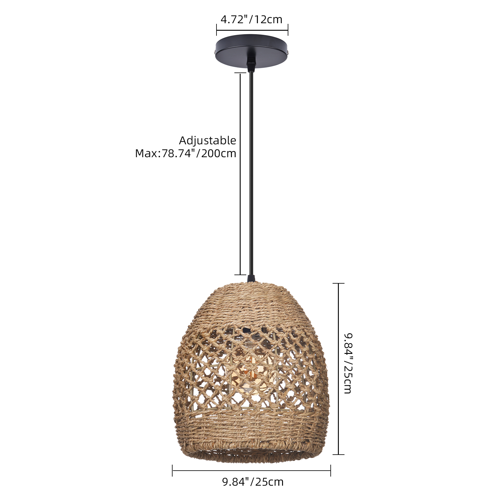 Natural Seagrass Lampshade Rattan Pendant Light Handmade Lamp Fixture