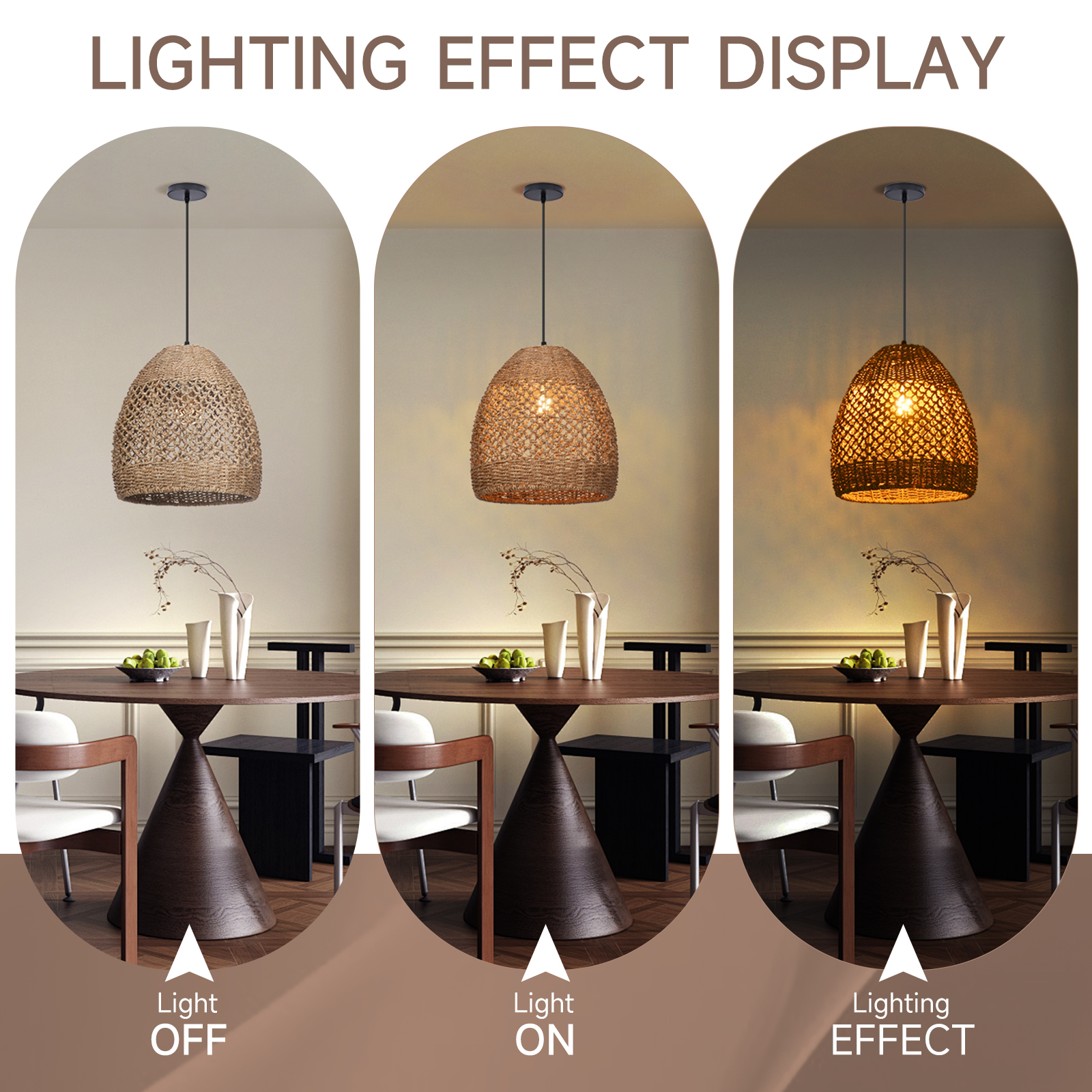 Natural Seagrass Lampshade Rattan Pendant Light Handmade Lamp Fixture