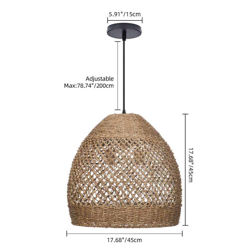 Natural Seagrass Lampshade Rattan Pendant Light Handmade Lamp Fixture