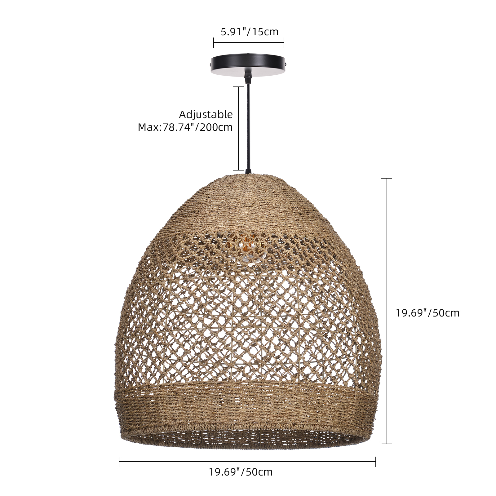 Natural Seagrass Lampshade Rattan Pendant Light Handmade Lamp Fixture
