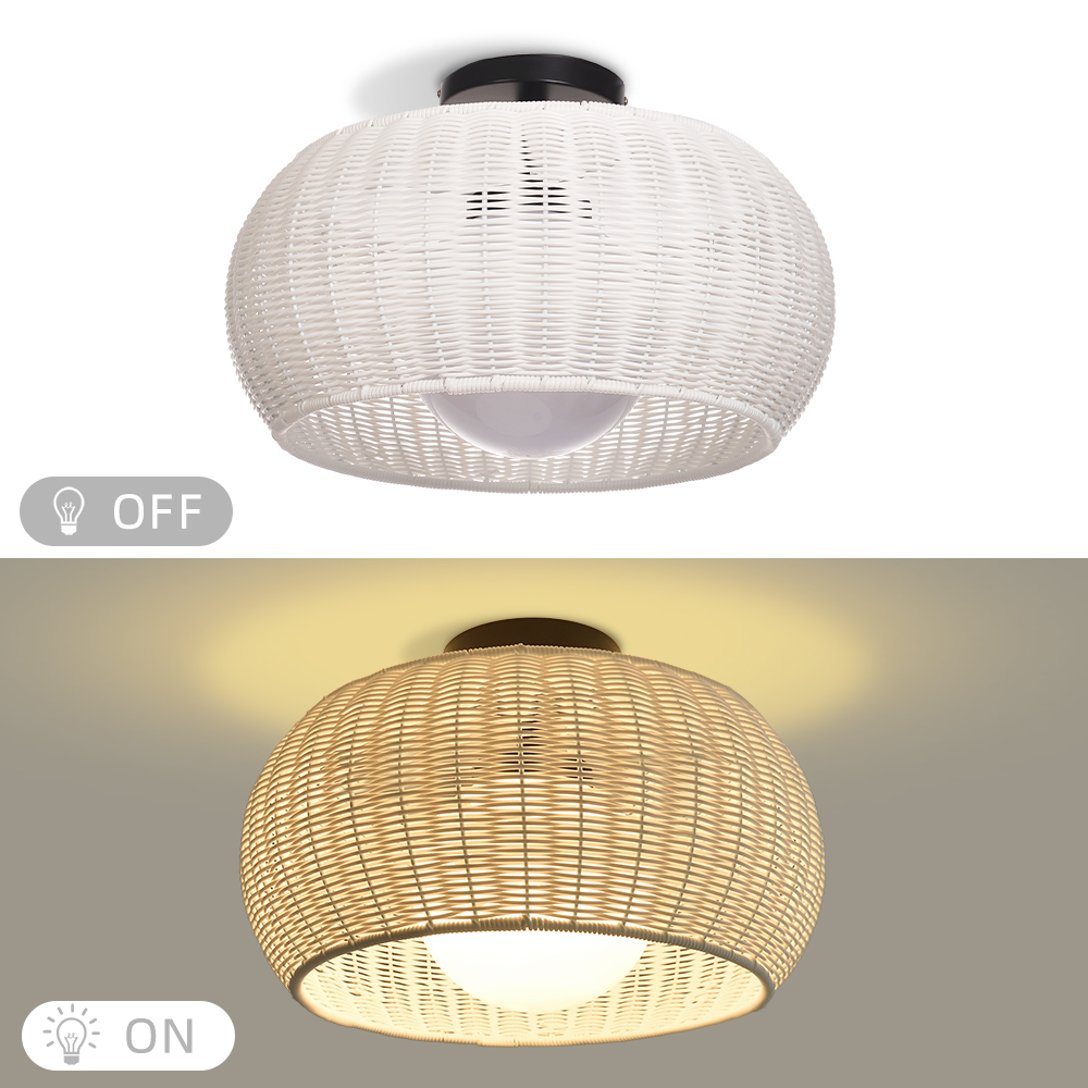 Outdoor Waterproof Imitation Rattan Ceiling Light - All-Weather Wicker Design