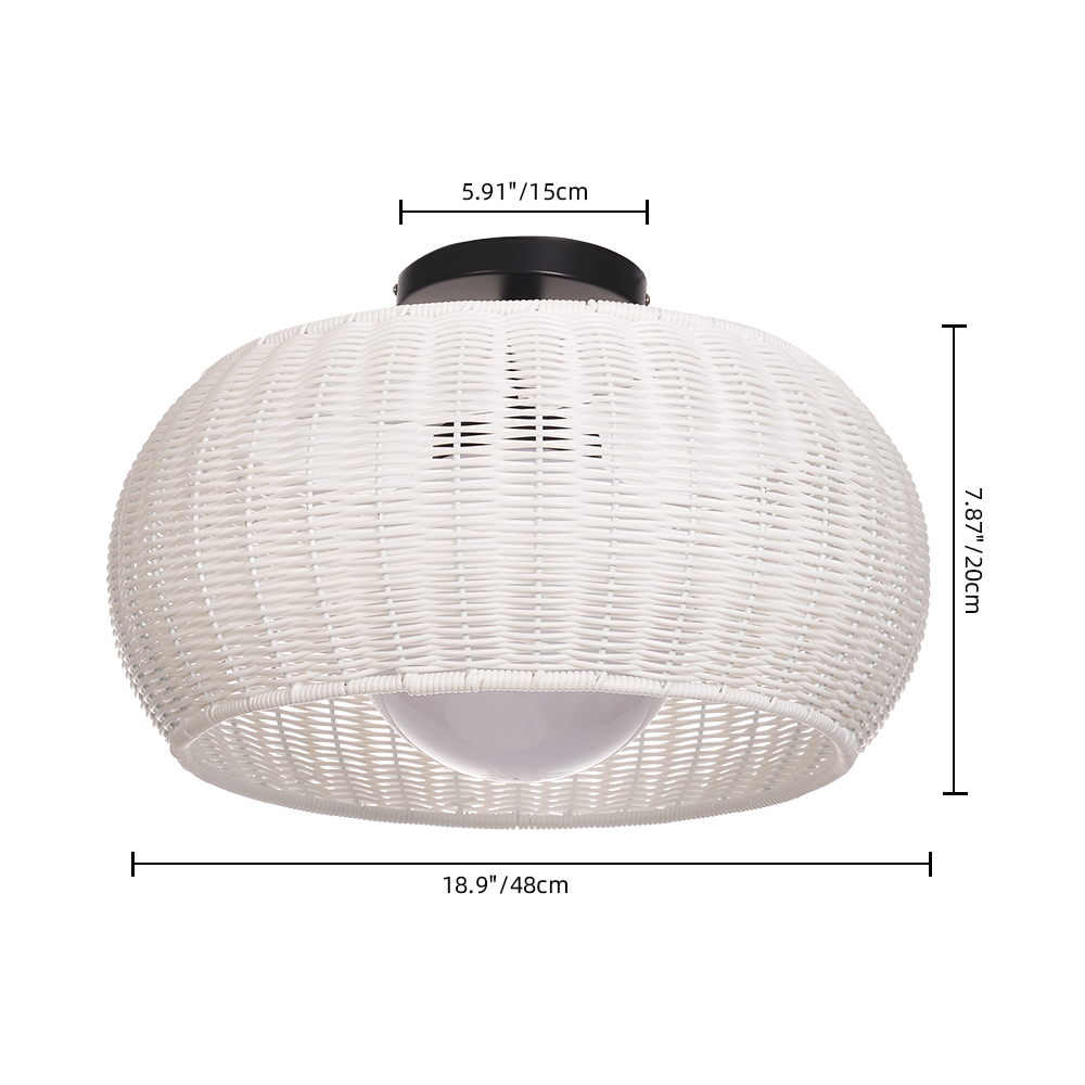 Outdoor Waterproof Imitation Rattan Ceiling Light - All-Weather Wicker Design