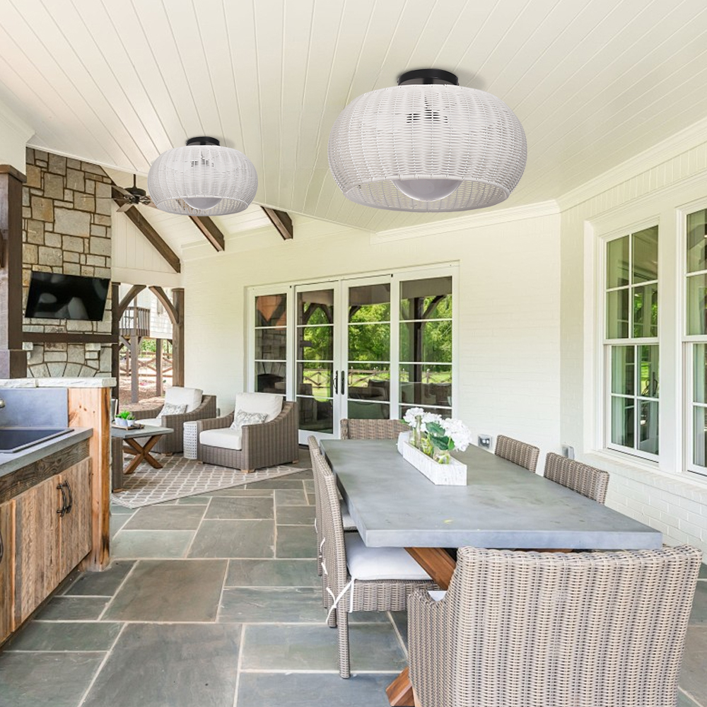 Outdoor Waterproof Imitation Rattan Ceiling Light - All-Weather Wicker Design