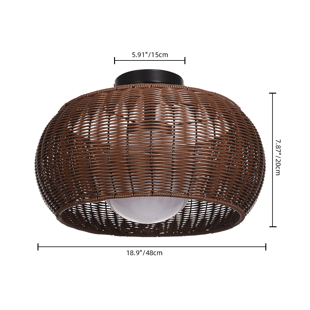 Outdoor Waterproof Imitation Rattan Ceiling Light - All-Weather Wicker Design
