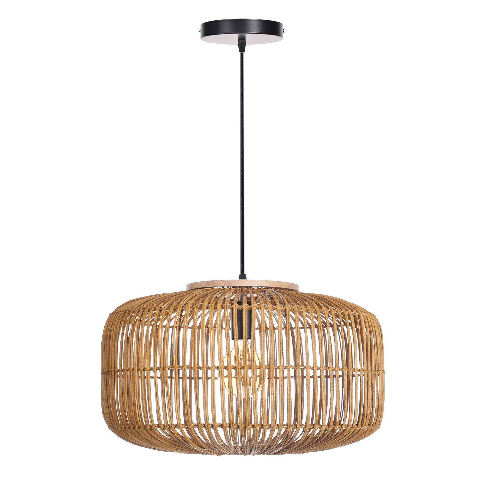 Capsule Shaped Rattan Pendant Light Dining Living Room