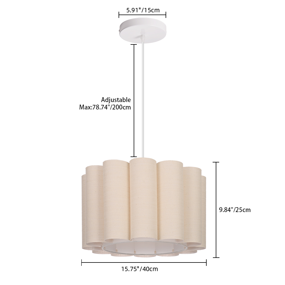 Buttercream Ruffled Linen Cylinder Pendant Light for Cozy Interiors