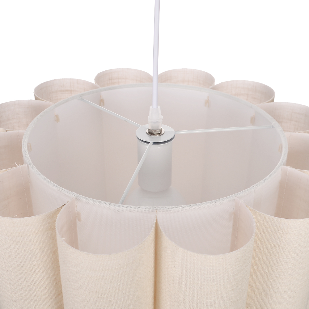 Buttercream Ruffled Linen Cylinder Pendant Light for Cozy Interiors