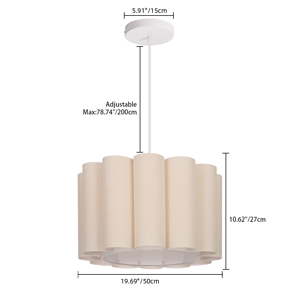 Buttercream Ruffled Linen Cylinder Pendant Light for Cozy Interiors