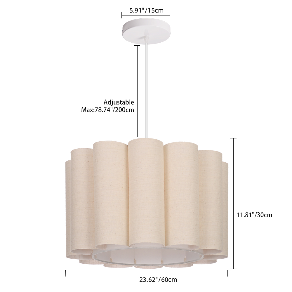 Buttercream Ruffled Linen Cylinder Pendant Light for Cozy Interiors