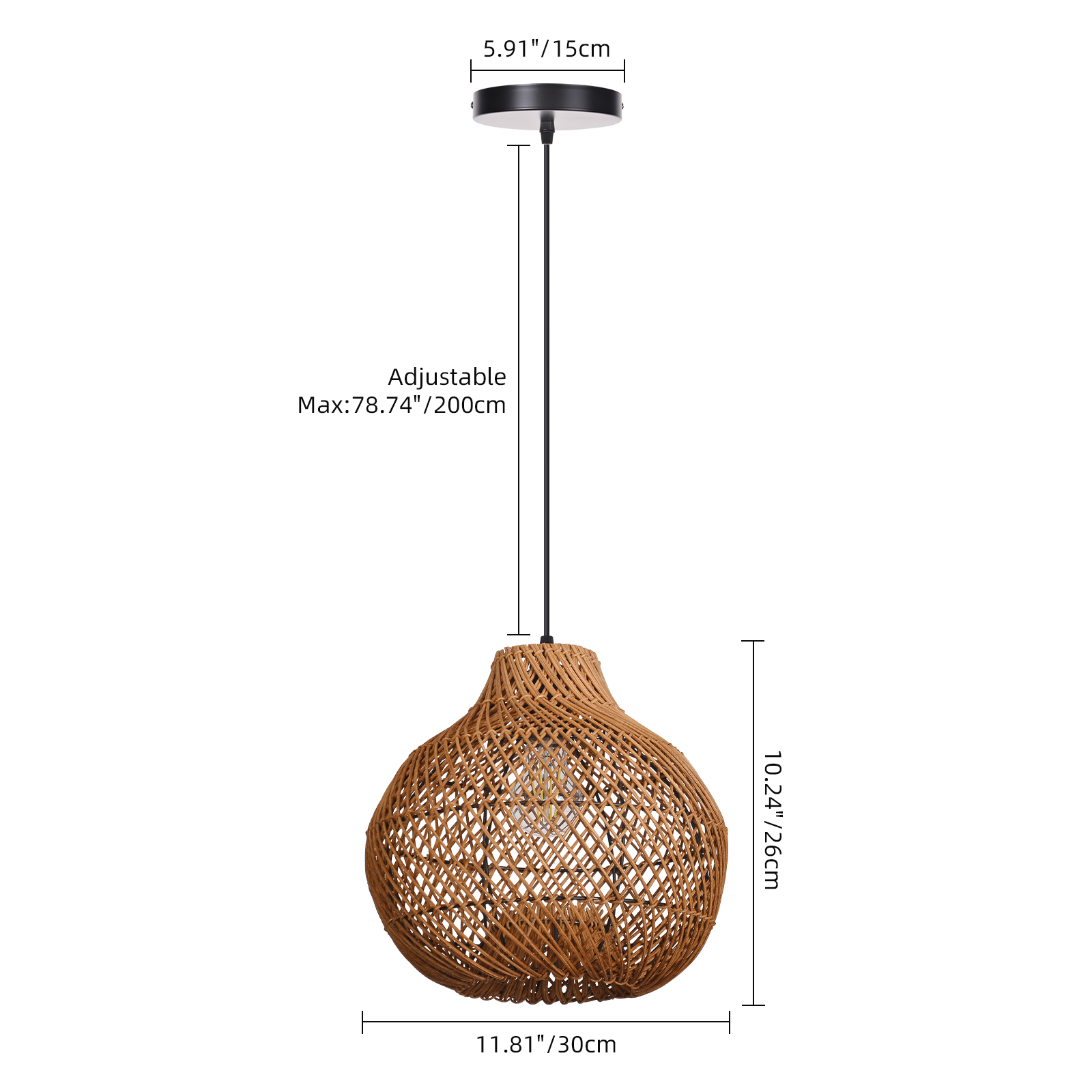 Vintage Handmade Rattan Pendant Light Natural Woven Ceiling Lamp