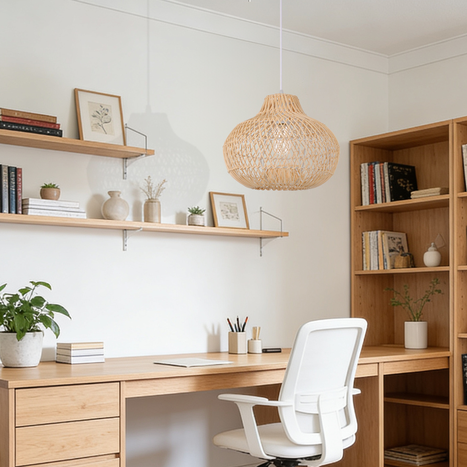 Vintage Handmade Rattan Pendant Light Natural Woven Ceiling Lamp
