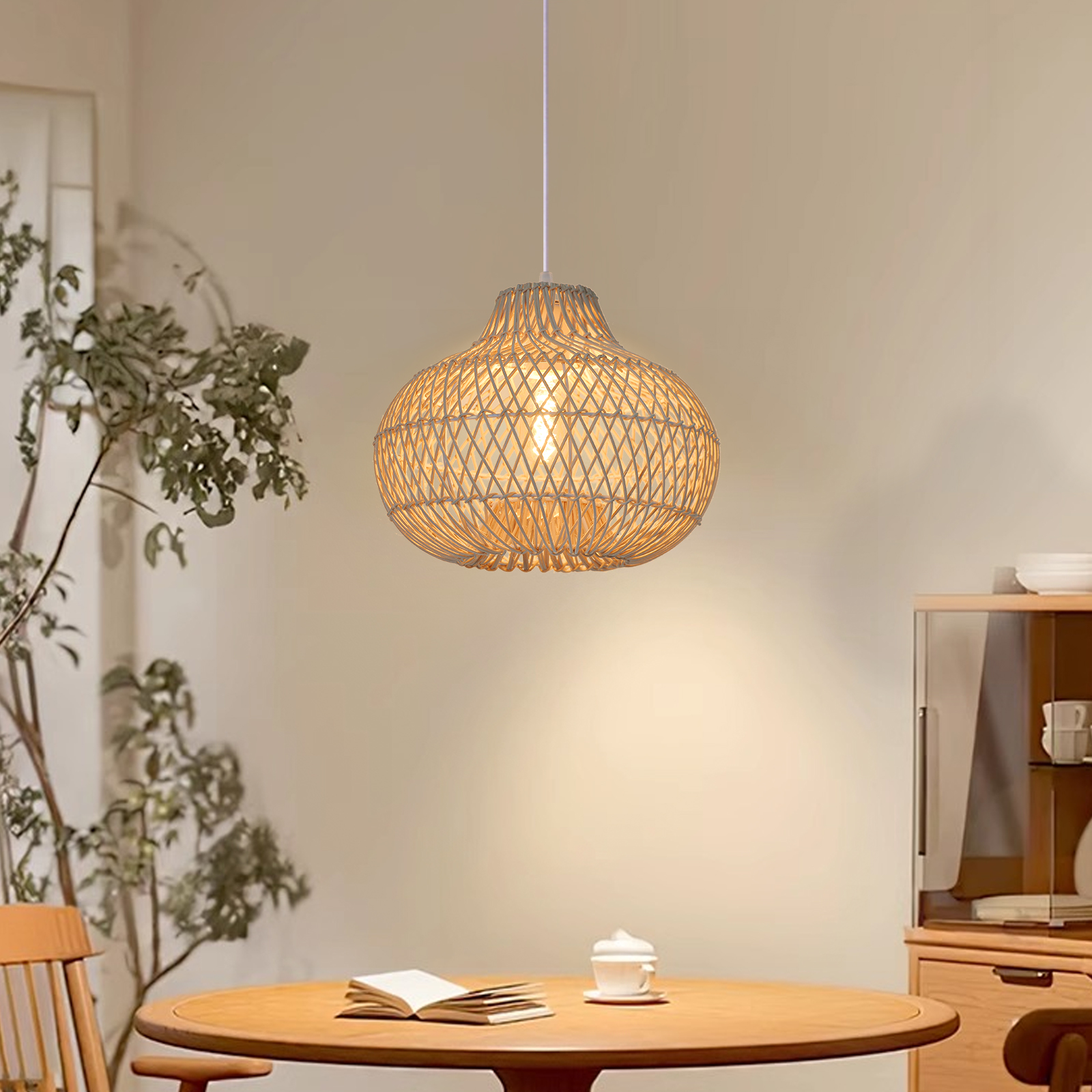 Vintage Handmade Rattan Pendant Light Natural Woven Ceiling Lamp