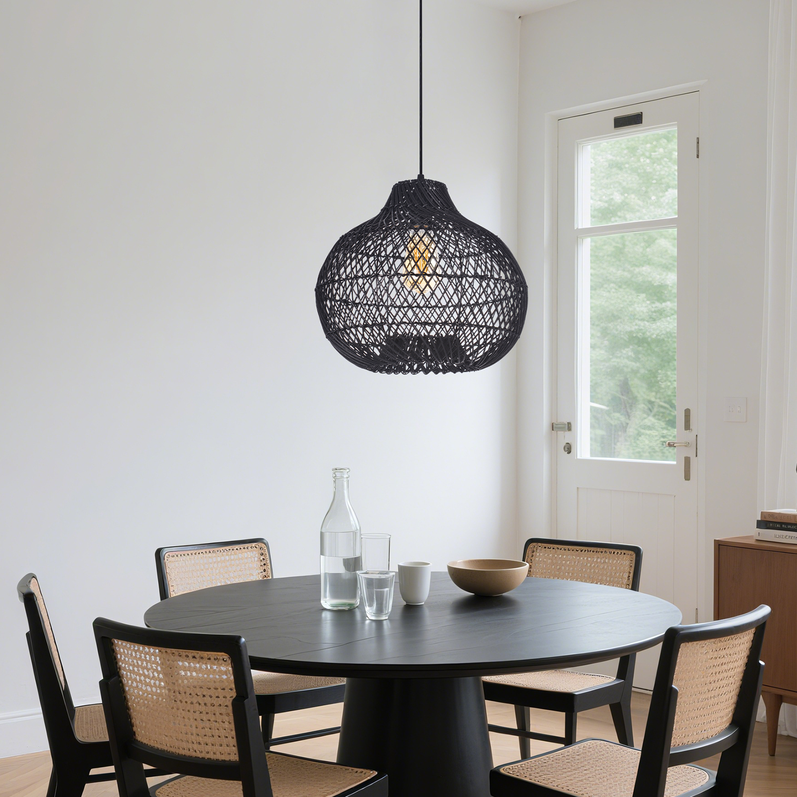Vintage Handmade Rattan Pendant Light Natural Woven Ceiling Lamp