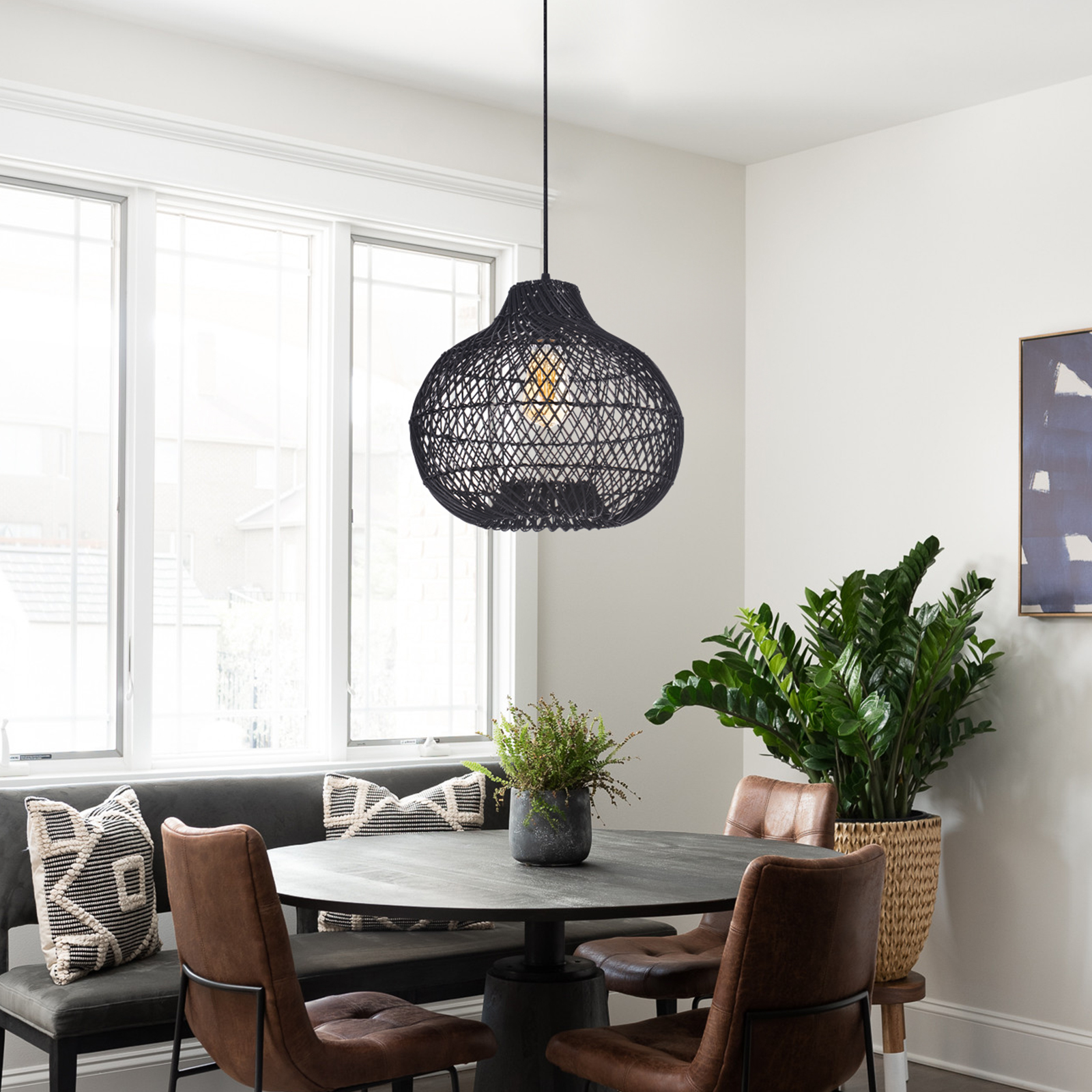 Vintage Handmade Rattan Pendant Light Natural Woven Ceiling Lamp