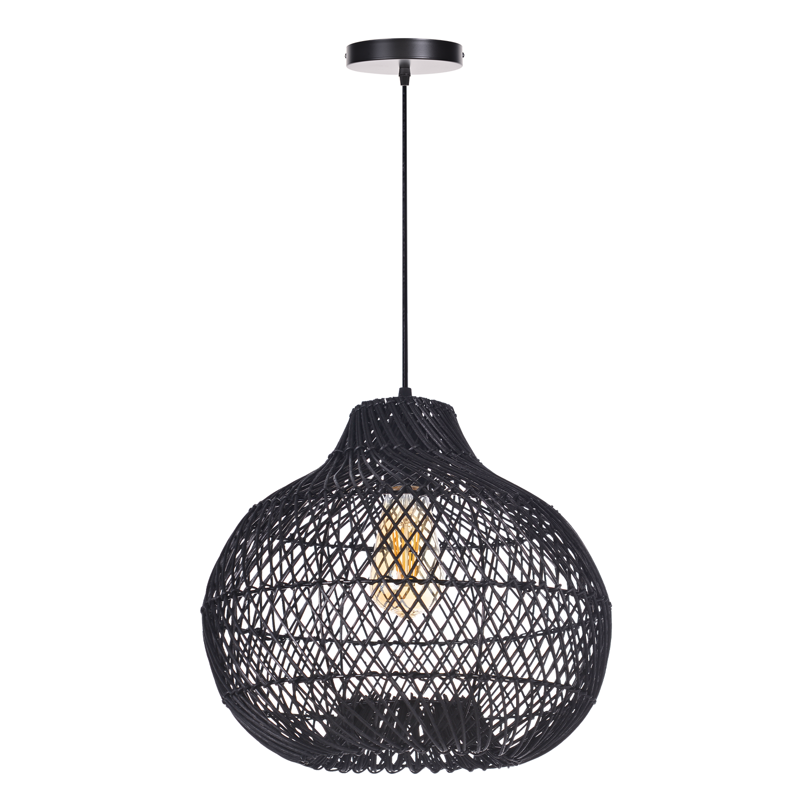 Vintage Handmade Rattan Pendant Light Natural Woven Ceiling Lamp
