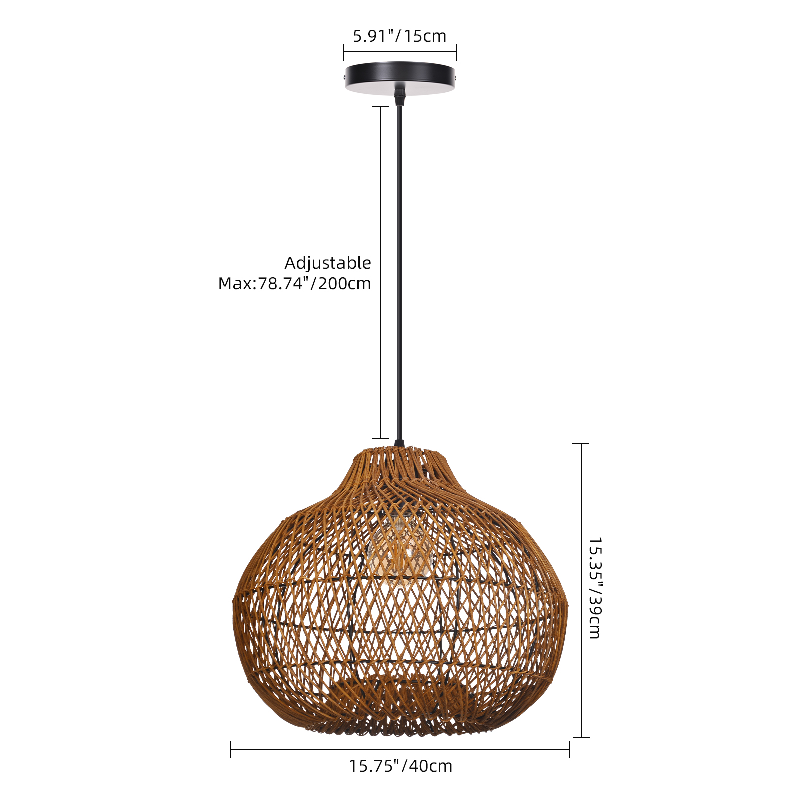 Vintage Handmade Rattan Pendant Light Natural Woven Ceiling Lamp