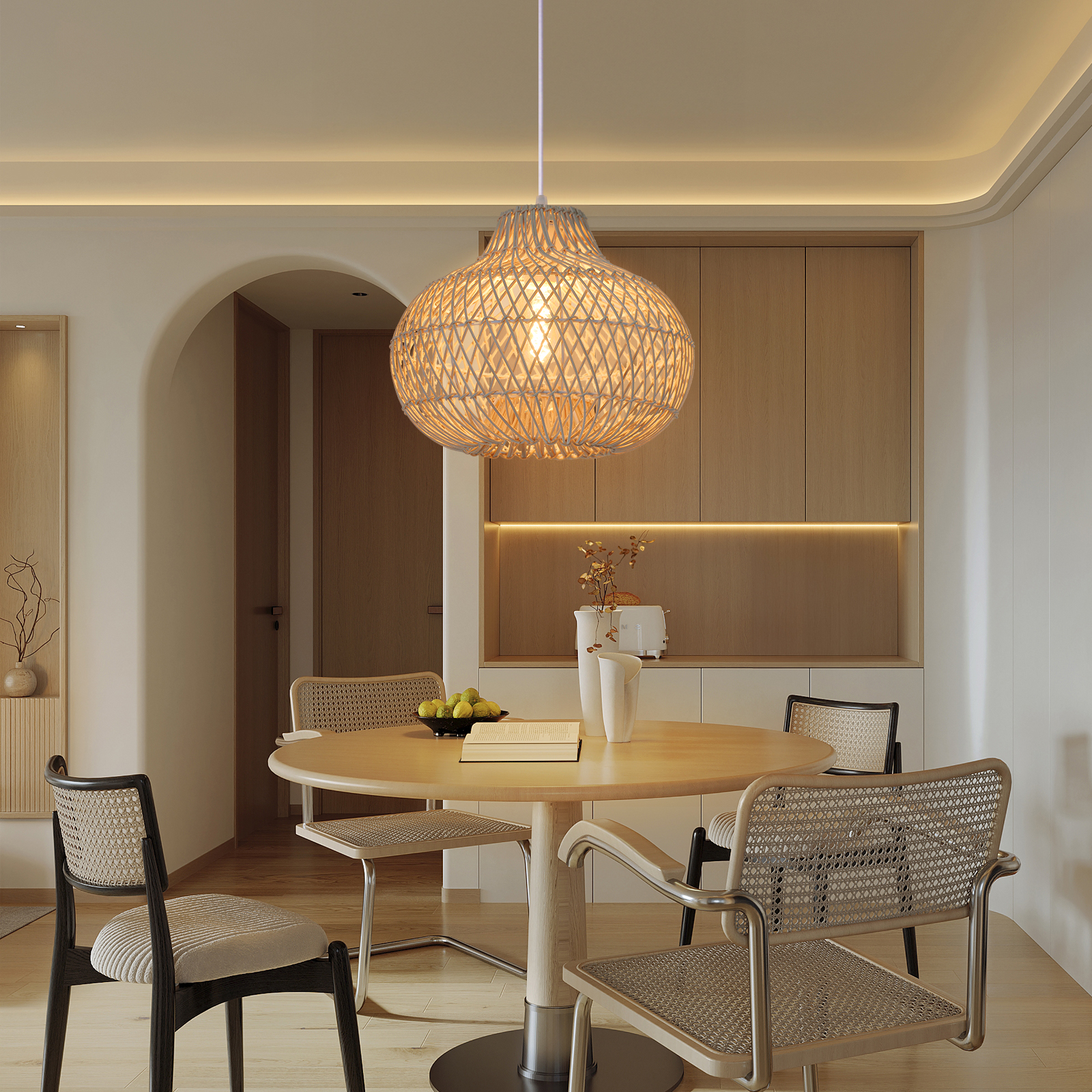 Vintage Handmade Rattan Pendant Light Natural Woven Ceiling Lamp