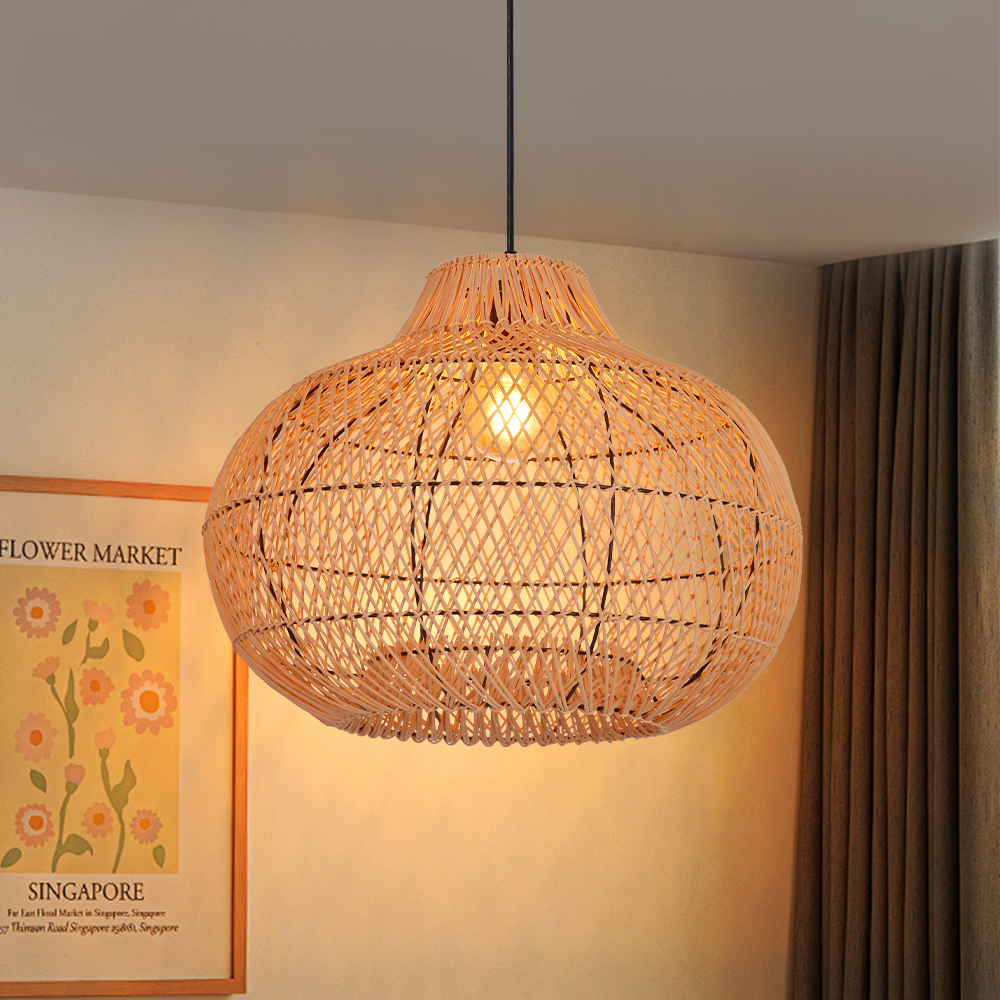 Scandinavian restaurant rattan chandelier hand-woven antique Japanese coastal pendant light
