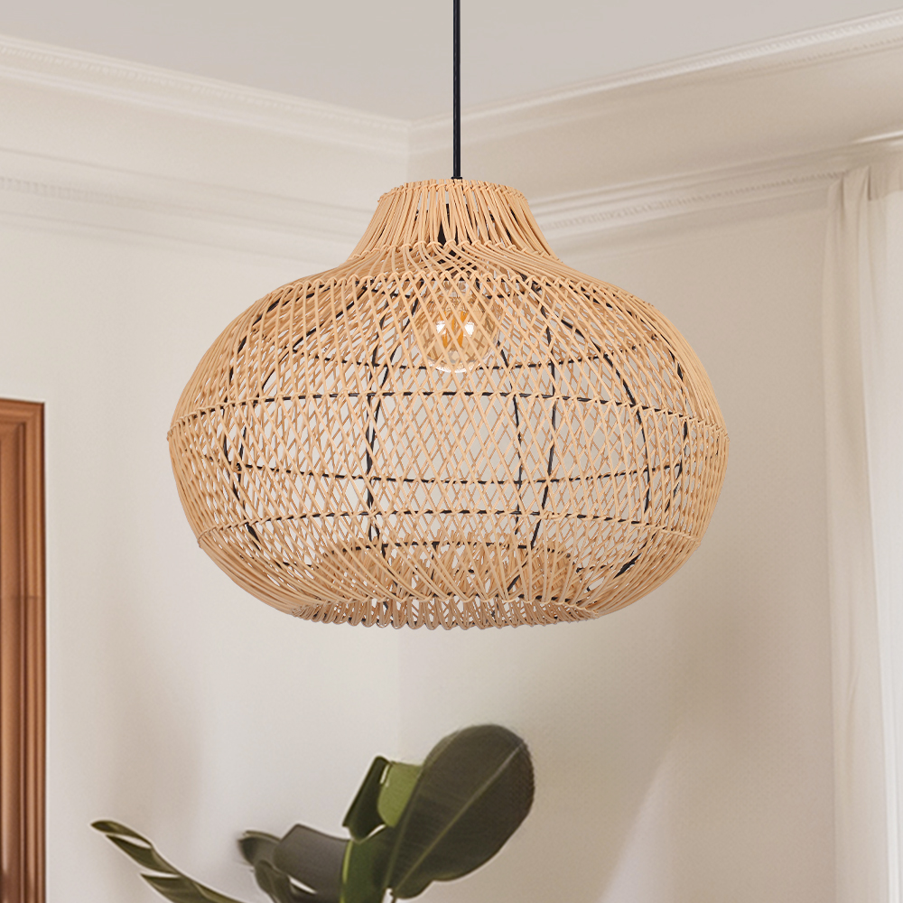 Scandinavian restaurant rattan chandelier hand-woven antique Japanese coastal pendant light