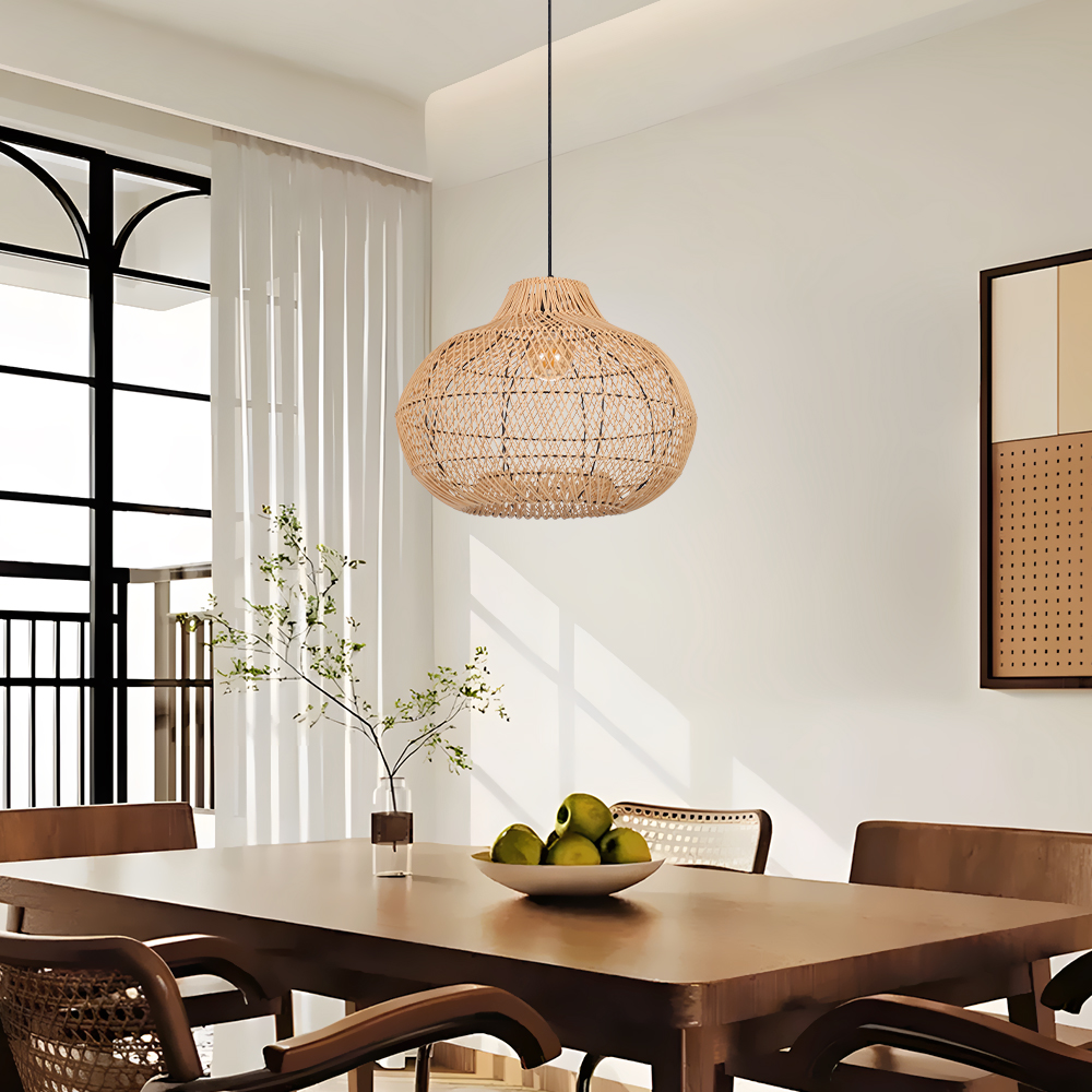 Scandinavian restaurant rattan chandelier hand-woven antique Japanese coastal pendant light
