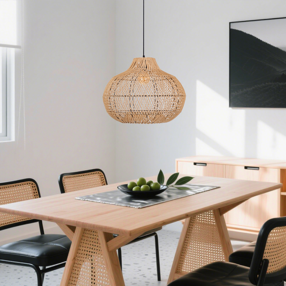 Scandinavian Rattan Chandelier Handwoven Japanese Coastal Pendant Light